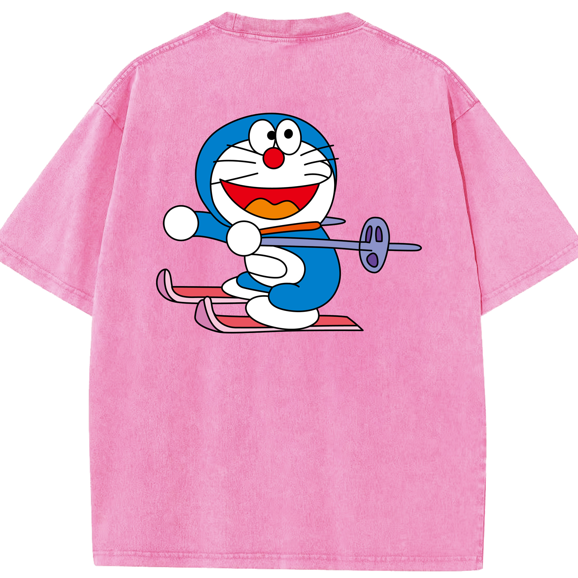 （画像用） ドラえもん Doraemon 綿100% ヴィンテージ風 半袖Tシャツ（背面プリント）